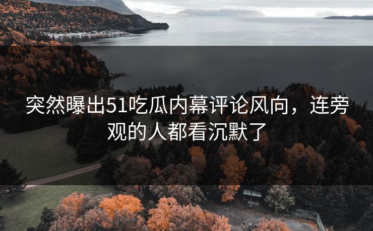 突然曝出51吃瓜内幕评论风向，连旁观的人都看沉默了