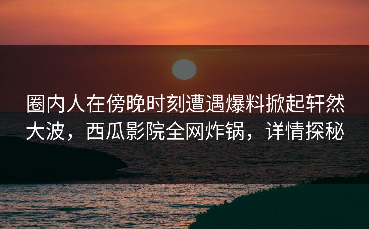 圈内人在傍晚时刻遭遇爆料掀起轩然大波，西瓜影院全网炸锅，详情探秘