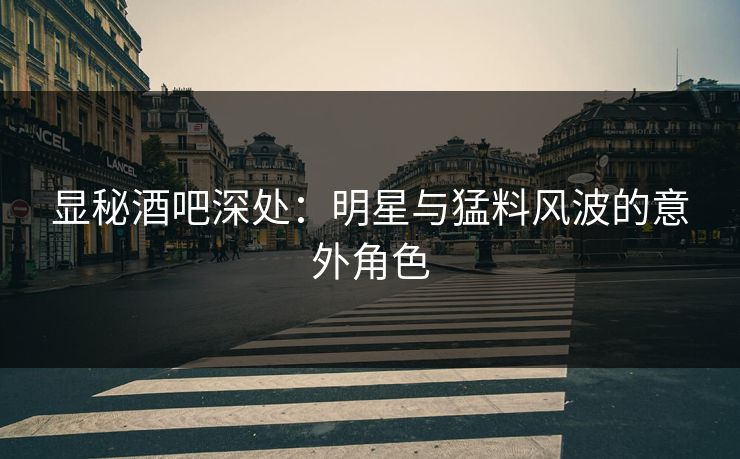 显秘酒吧深处：明星与猛料风波的意外角色