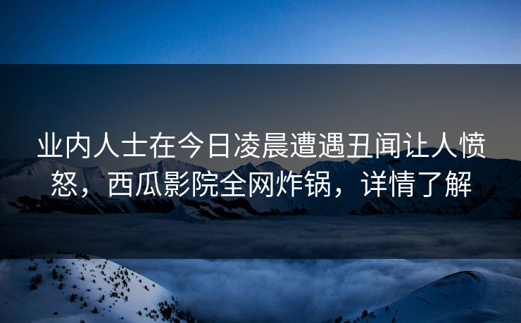 业内人士在今日凌晨遭遇丑闻让人愤怒，西瓜影院全网炸锅，详情了解