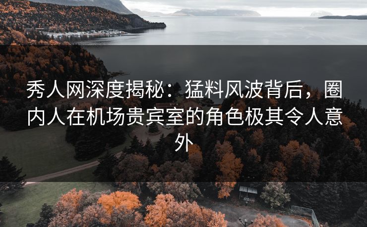 秀人网深度揭秘：猛料风波背后，圈内人在机场贵宾室的角色极其令人意外
