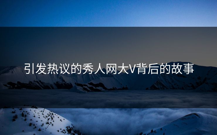 引发热议的秀人网大V背后的故事